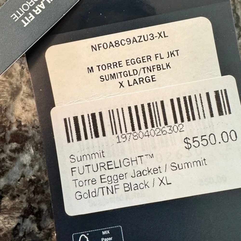 The‎ North Face Summit Series Torre Egger FUTURELIGHT Jacket Mens Gold Black cl